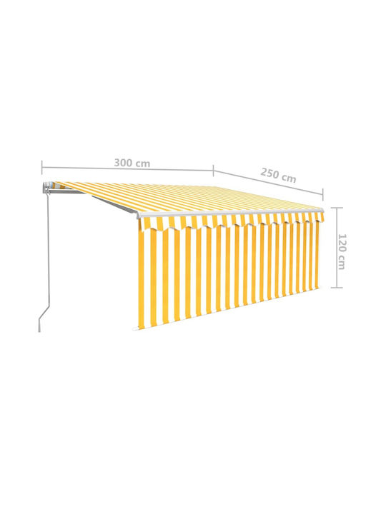 vidaXL Τέντα Βεράντας Κίτρινο / Λευκό 3x2.5m