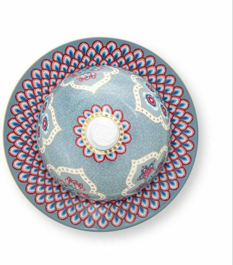 PiP Studio Flower Festival Butter Dish made of Porcelain Light Blue