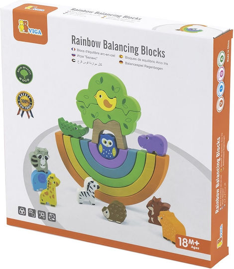 Viga Toys Stacking Toy Rainbow with Animals & Tree made of Wood for 18++ Months