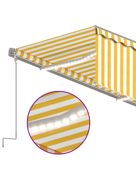 vidaXL Τέντα Βεράντας με Led & Αισθητήρα Ανέμου Κίτρινο / Λευκό 3x2.5m