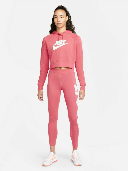 Sportswear Essential Training Γυναικείο Cropped Κολάν Ψηλόμεσο Ροζ