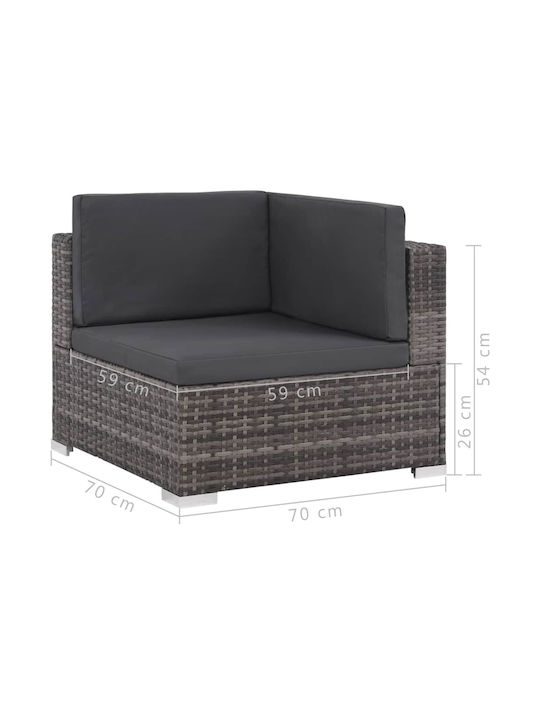 Canapea De Colț Pentru Exterior Din Rattan Cu Perne 70x70x54cm