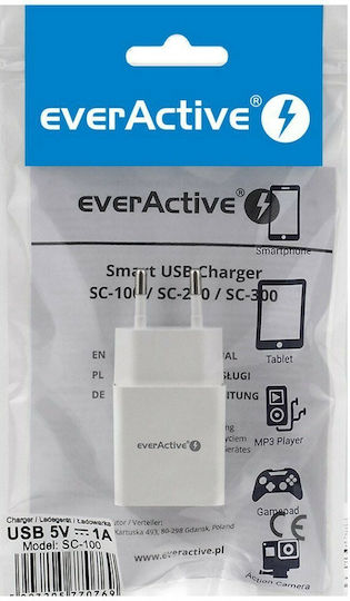 everActive Φορτιστής Χωρίς Καλώδιο με Θύρα USB-A Λευκός (SC-100)
