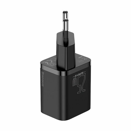 Baseus Charger Without Cable with USB-C Port 25W Blacks (Super Si 1C)