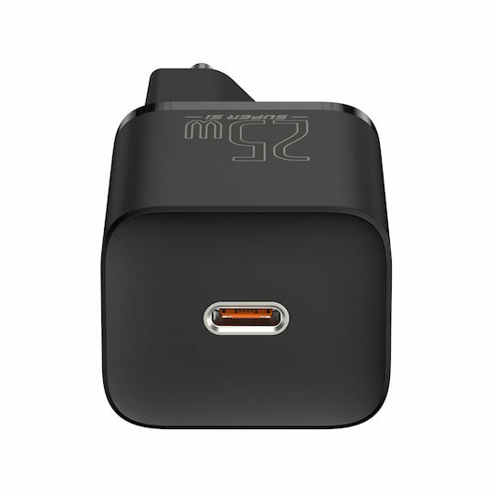 Baseus Charger Without Cable with USB-C Port 25W Blacks (Super Si 1C)