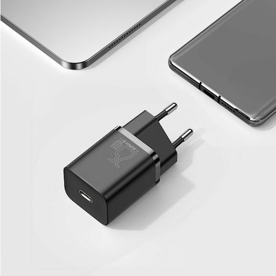 Baseus Charger Without Cable with USB-C Port 25W Blacks (Super Si 1C)
