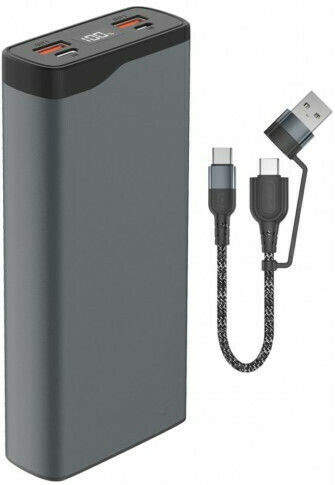 4Smarts Volthub Pro Power Bank 20000mAh 22.5W mit 2 USB-A Anschlüssen und USB-C Anschluss Schnellaufladung 3.0 Gunmetal