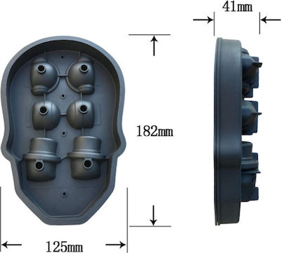 Formă pentru Gheață Craniu din Silicon 6 Locuri Neagră SL000L184 1buc