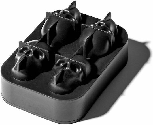 Skull Ice Tray Skull Silicone 4 Slots with Lid Black