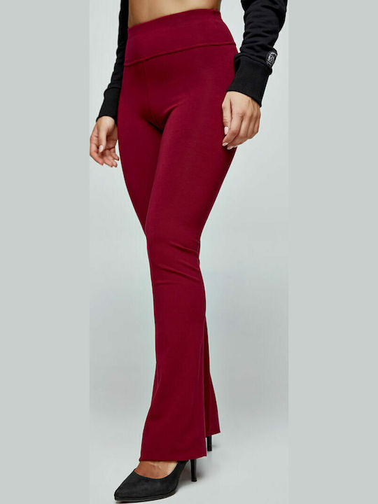 Jazz Training Women's Long High Waist Push Up Burgundy Leggings