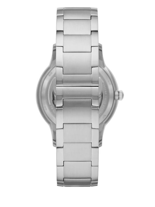 Emporio Armani Renato Ανδρικό Ρολόι 43mm Αυτόματο με Ασημί Μεταλλικό Μπρασελέ