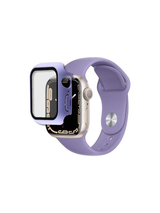 Volte-Tel Edge Cover with Key Carcasă de Plastic cu Sticlă în culoarea Violet pentru Apple Watch 40mm