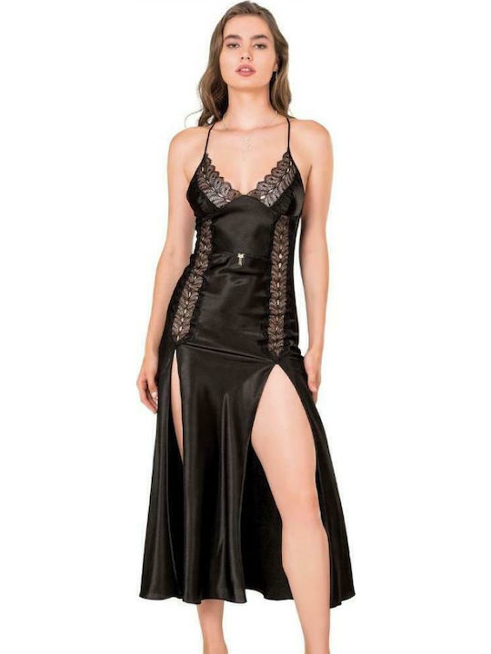 Moongirl Satin Cămașă de noapte pentru Femei Negru Moongirl Satin Cămașă de noapte pentru Femei Negru