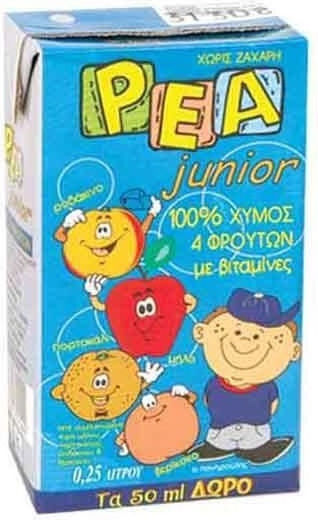 Ρέα Χυμός Junior Πορτοκάλι / Μήλο / Βερίκοκο / Ροδάκινο 250ml