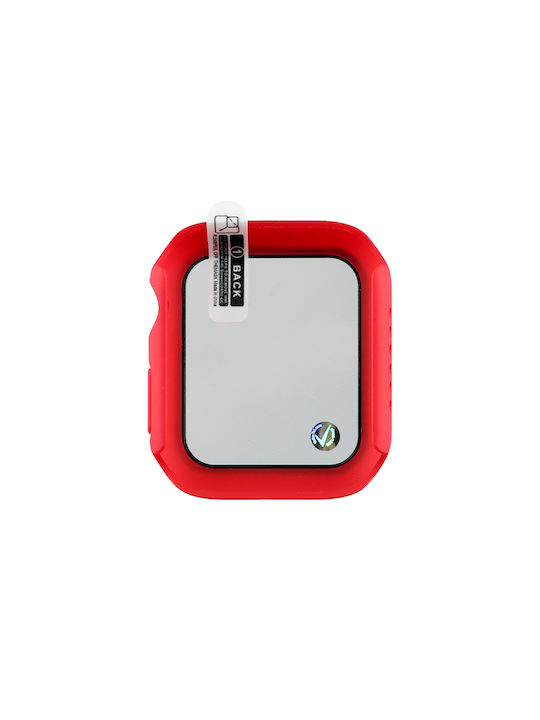 Volte-Tel Edge Cover with Key Plastic Case with Glass in Red color for Apple Watch 44mm