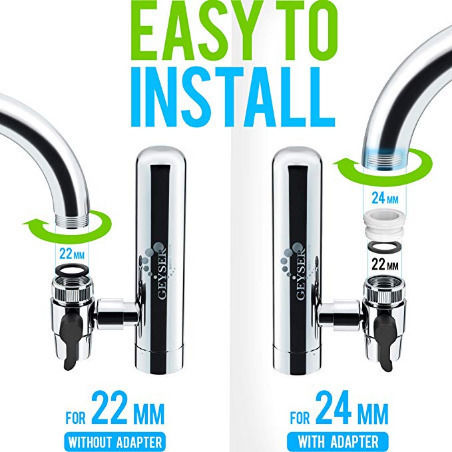 Geyser Euro Faucet Water Filter Aragonite with 3 Replacement Filters