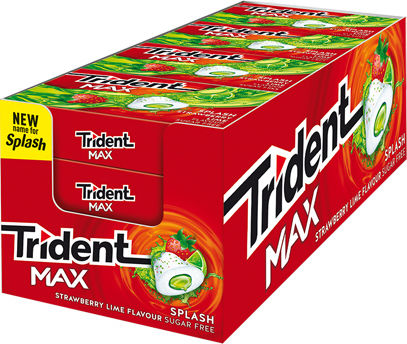 Trident Τσίχλες Max με Γεύση Splash Φράουλα / Λάιμ Χωρίς Προσθήκη Ζάχαρης 22gr