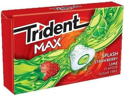 Trident Chewing gum Max with Splash Φράουλα / Λάιμ Flavour Sugar Free 16pcs 22gr