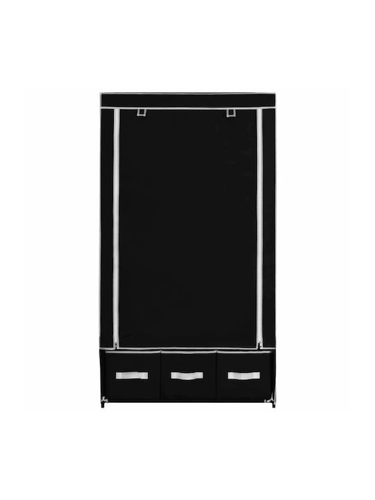 vidaXL Fabric Wardrobe with Zipper and Shelves in Black Color 87x49x159cm