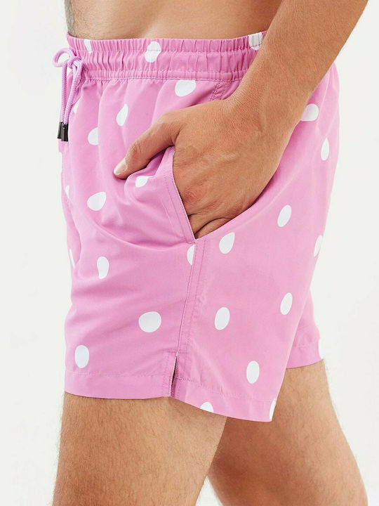 Pink Dot Men's Swimwear Shorts Pink with Patterns
