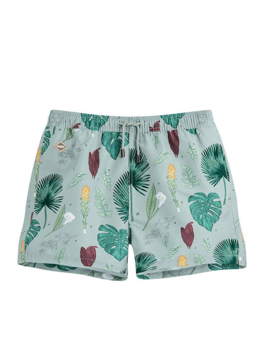 Flower Power Men's Swimwear Shorts Turquoise Floral