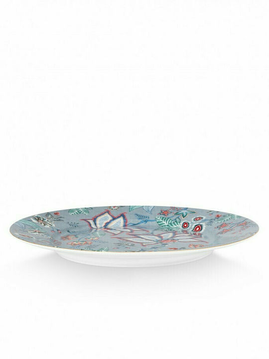 PiP Studio Flower Festival Πιατέλα Σερβιρίσματος από Πορσελάνη Light Blue με Διάμετρο 32εκ.