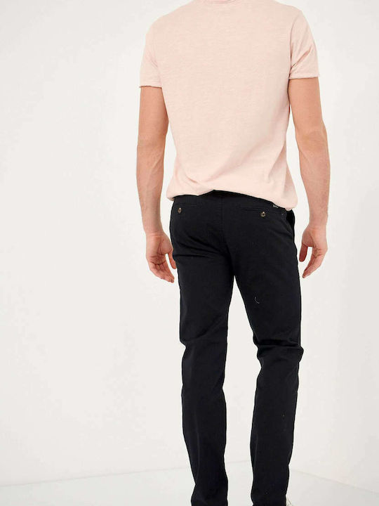 Hose Chino Elastisch in Normaler Passform Schwarz