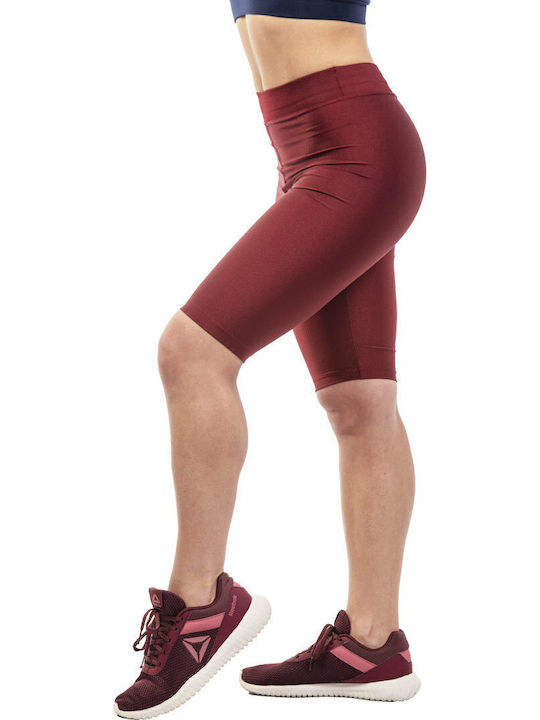 Women's Bike Training Legging Shiny & High Waisted Burgundy