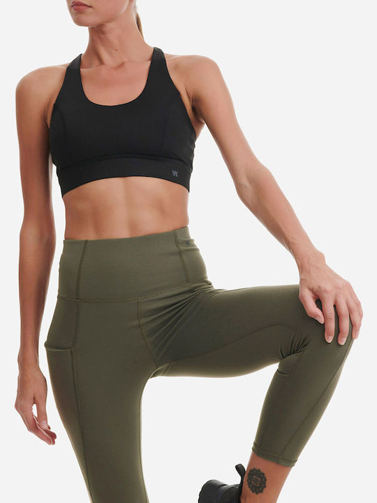 Women's Cropped Training Legging High Waisted Khaki