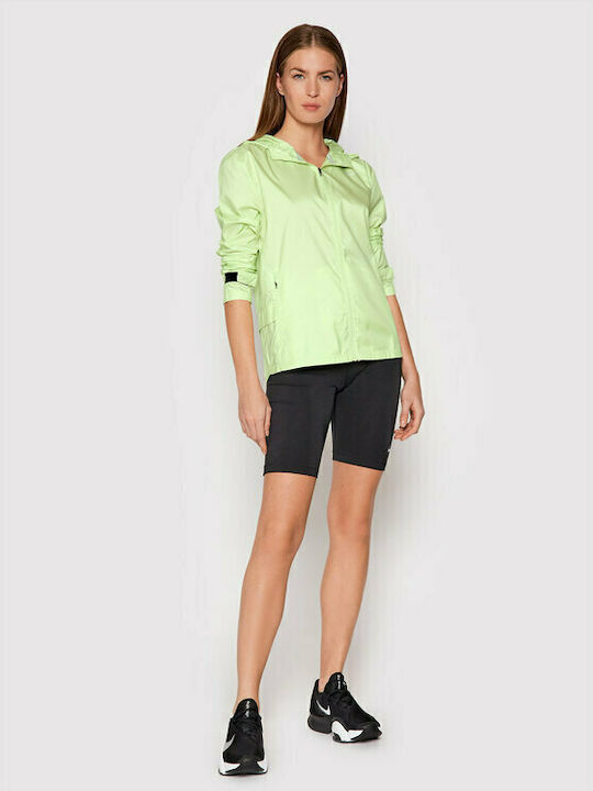 Nike Women's Running Short Sports Jacket Waterproof and Windproof for Spring or Autumn with Hood Green