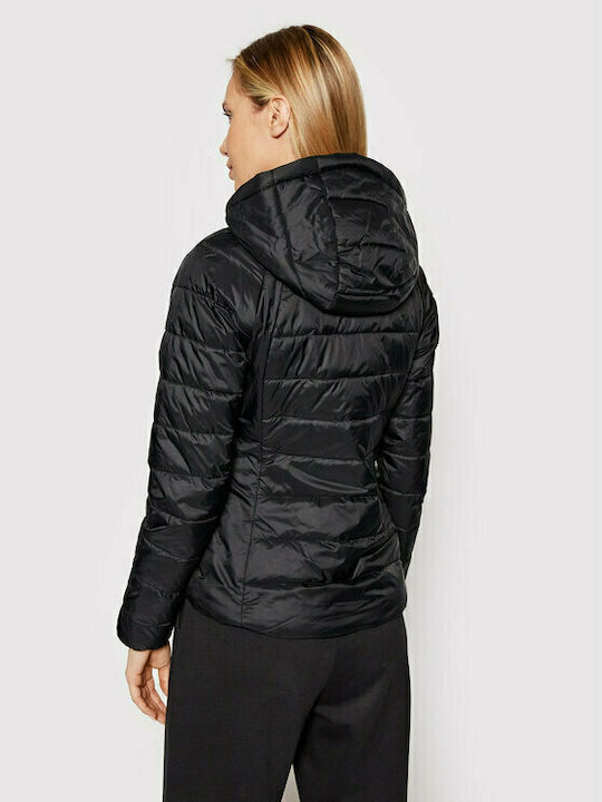 4F Women's Short Puffer Jacket for Winter with Hood Black