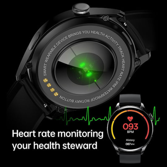 Microwear Wear 3 Pro 46mm Smartwatch με Παλμογράφο (Μαύρο)