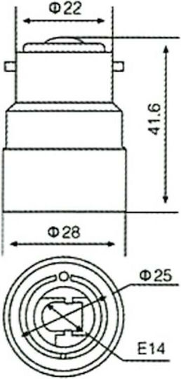 Ντουί Αντάπτορας από B22 σε E14 20006-002