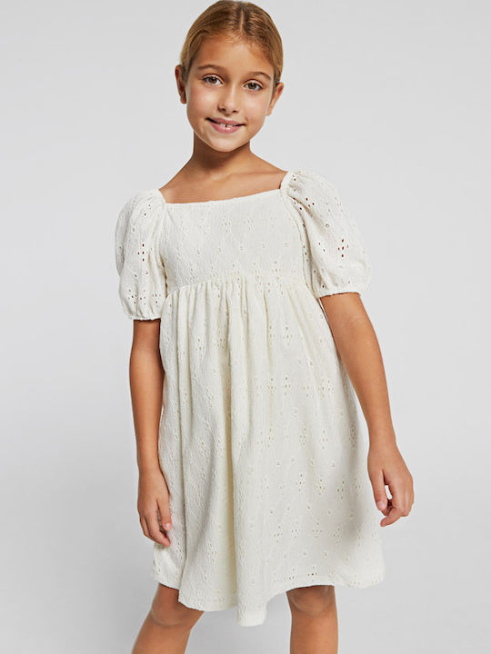 Mayoral Kids Dress Short Sleeve Beige