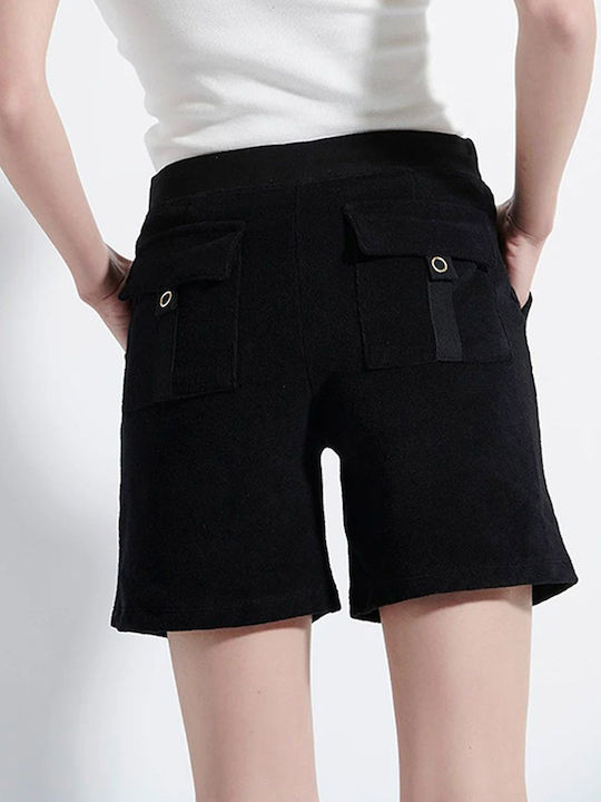 Women's Sporty Bermuda Shorts Terry Black