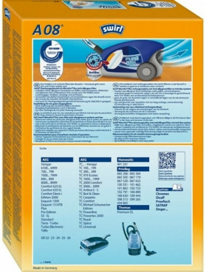 Swirl A08 Sac Aspirator 4buc Compatibil cu Aspirator AEG