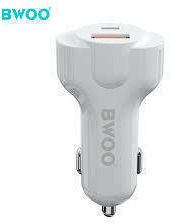 BWOO Car Charger 30W Fast Charging with Ports: 1xUSB 1xType-C White Color