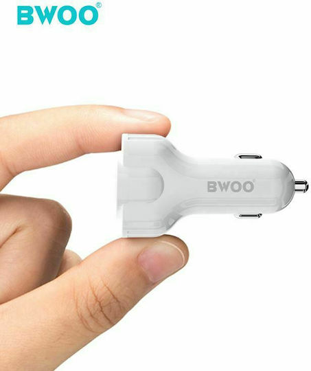 BWOO Car Charger 30W Fast Charging with Ports: 1xUSB 1xType-C White Color