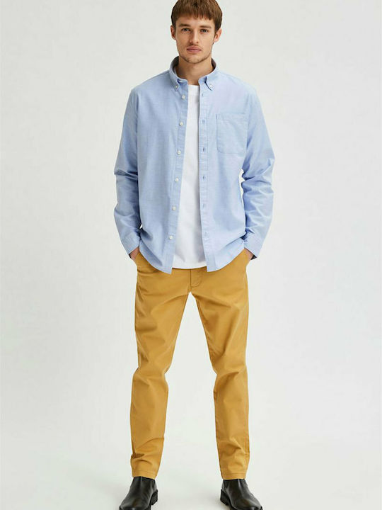 Long-sleeved Cotton Shirt Light Blue