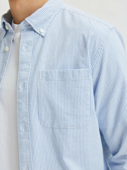 Long-sleeved Cotton Shirt Light Blue