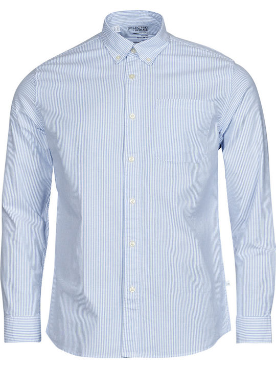 Long-sleeved Cotton Shirt Light Blue