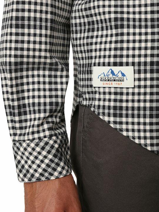 Gemian Long-sleeved Cotton Shirt Checked Navy Blue