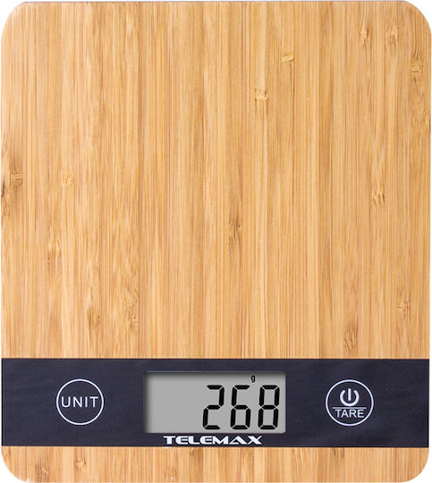 Telemax KB-651 Digitale Küchenwaage bis 5kg Holz