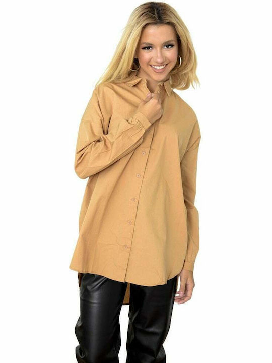 10251953 Women's Monochrome Long Sleeve Shirt Beige