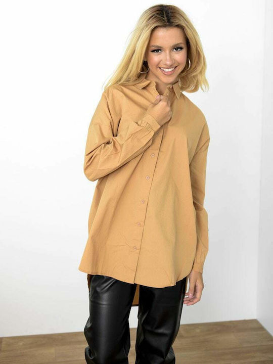 10251953 Women's Monochrome Long Sleeve Shirt Beige