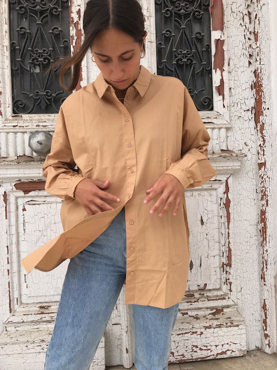 10251953 Women's Monochrome Long Sleeve Shirt Beige