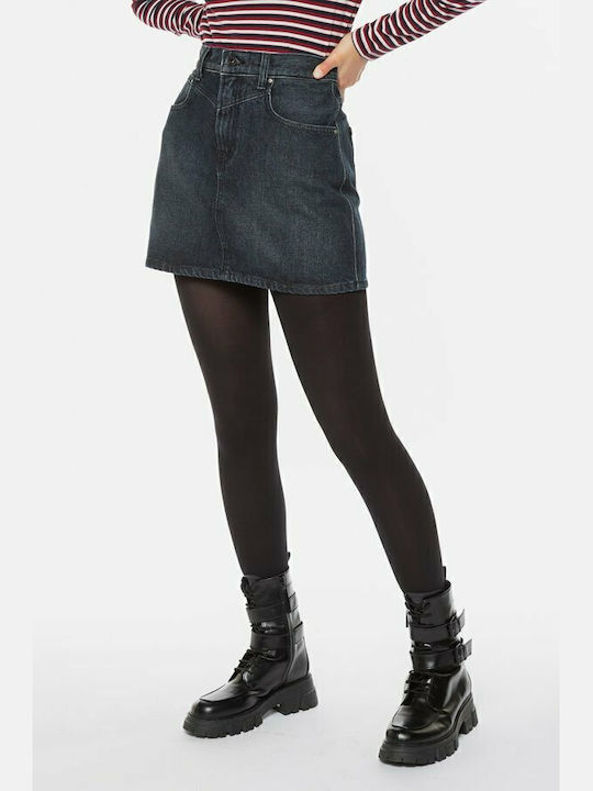 Rachel Denim High-waisted Mini Skirt Navy Blue