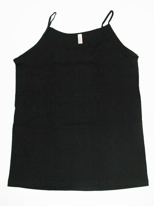 Women's Cotton T-Shirt with Spaghetti Strap Black