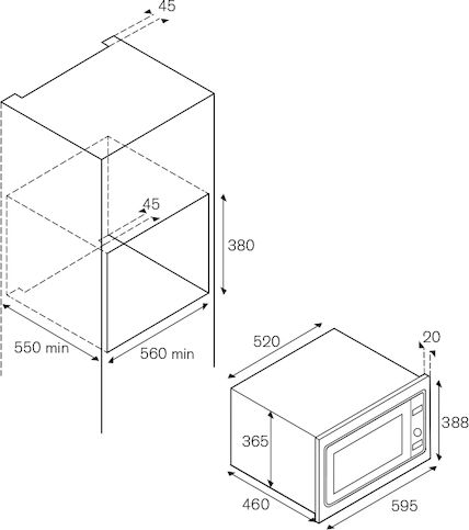 Bertazzoni F45 7 PRO MW S X Εντοιχιζόμενος Φούρνος Μικροκυμάτων με Grill 25lt Inox