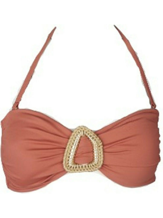 Strapless Bikini Top με Ενίσχυση Καφέ